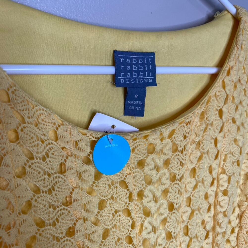 NWT Women's Rabbit Rabbit Rabbit Crochet Knit Sunny Yellow Dress Short Sleeve 8 - Picture 5 of 8